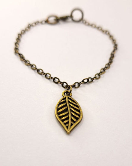 Leaf Brass Charm Bracelet