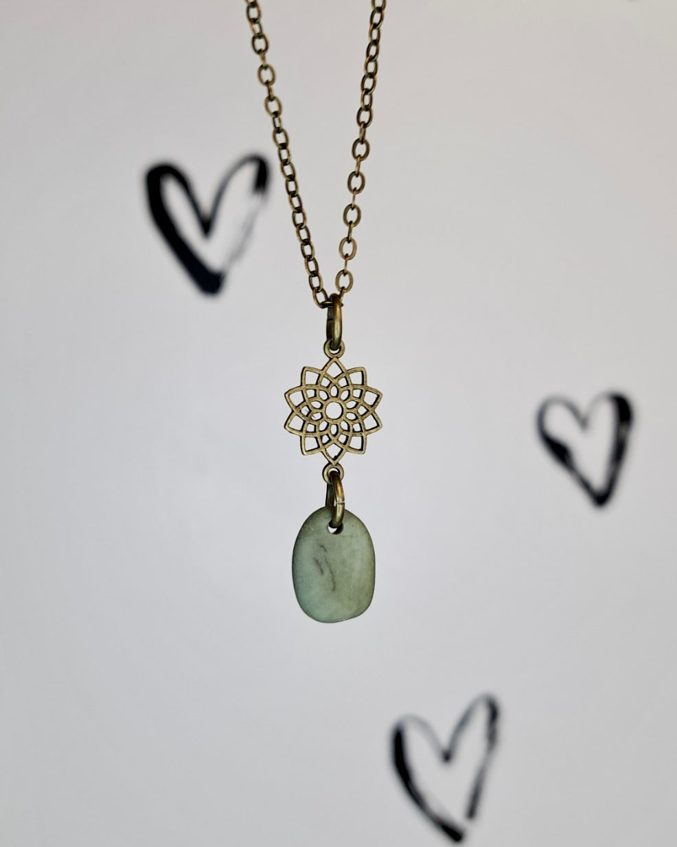 Lotus Mandala + River Stone Necklace