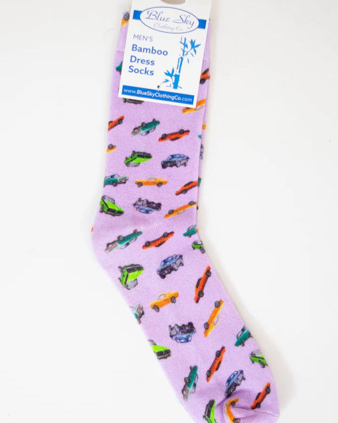 Purple Muscle Cars Men's Bamboo Dress Socks 🍁