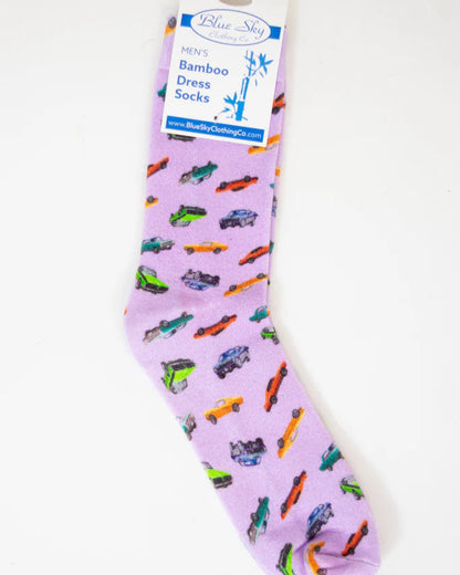 Purple Muscle Cars Men's Bamboo Dress Socks 🍁