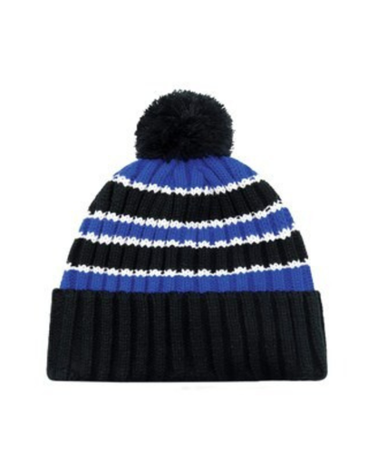 The Knitted Stripe Pompom Toque - 3 COLORS