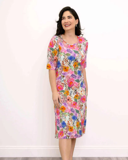 The Olivia Pink Bouquet Bamboo Dress 🍁