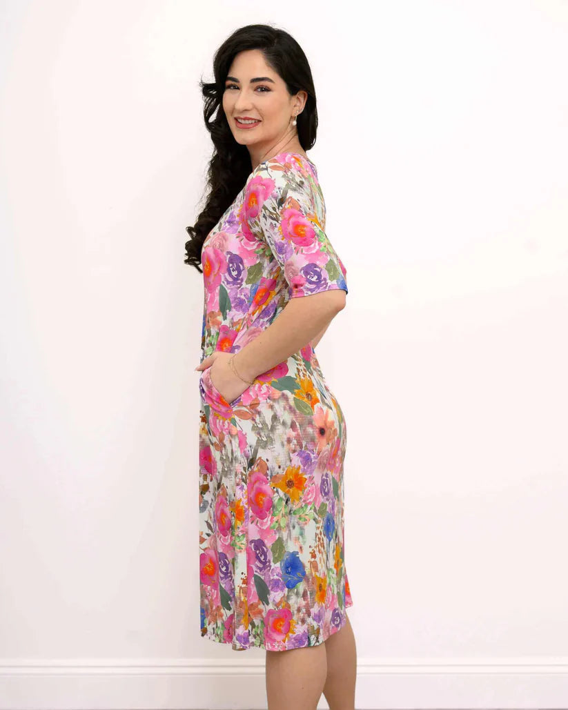 The Olivia Pink Bouquet Bamboo Dress 🍁