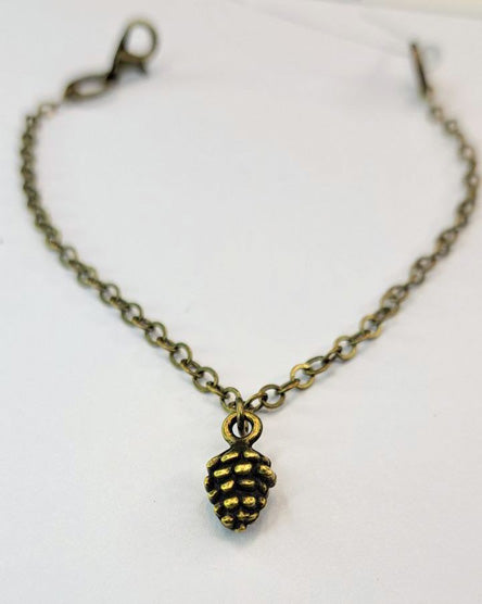 Pine Cone Brass Charm Bracelet