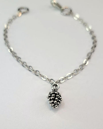 Pine Cone Silver Charm Bracelet