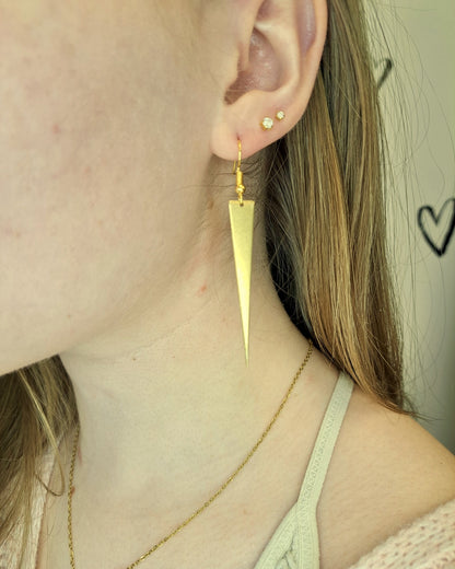 Raw Brass Spike Earrings