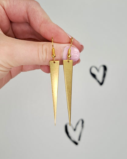 Raw Brass Spike Earrings