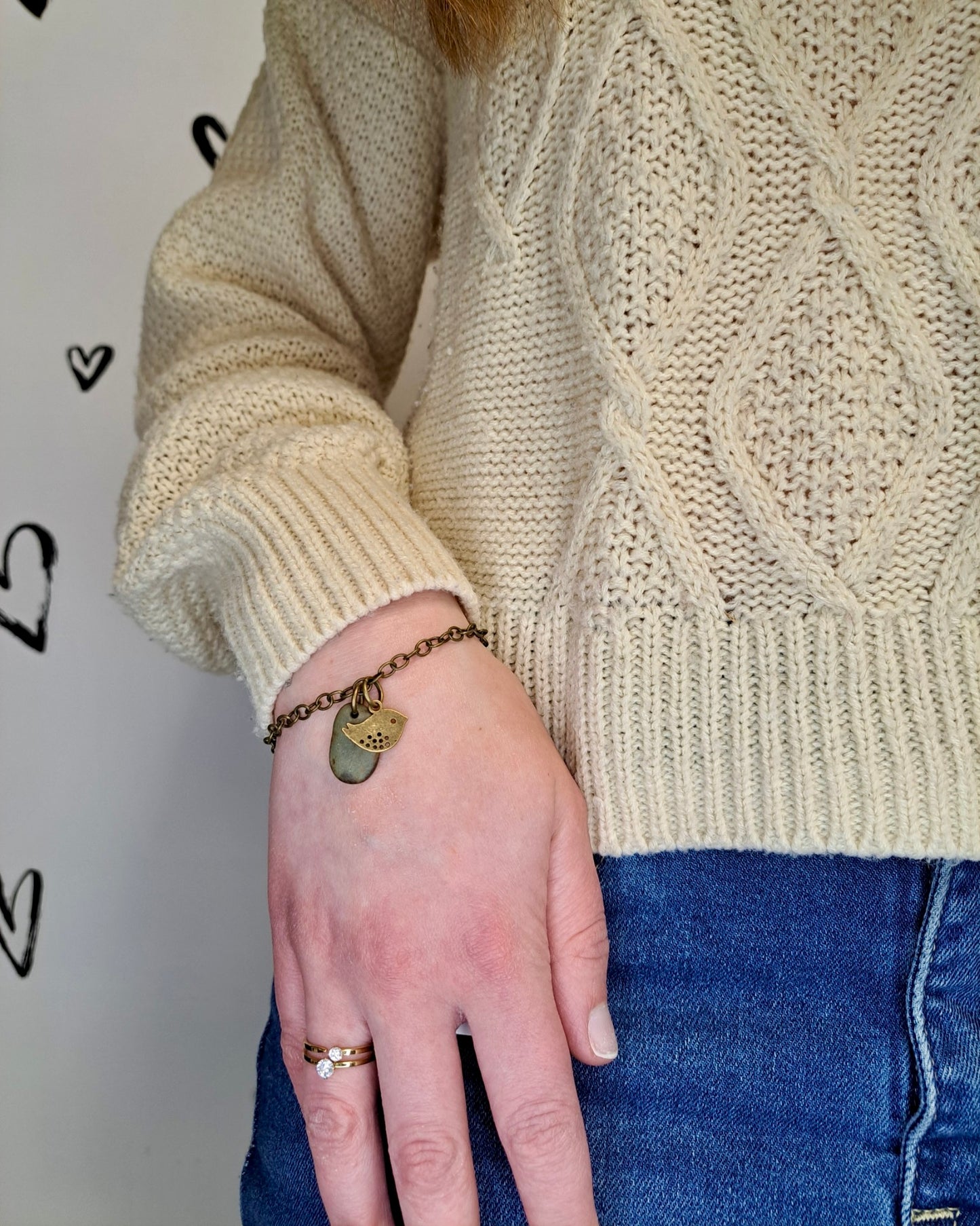 River Stone + Nature Brass Bracelet