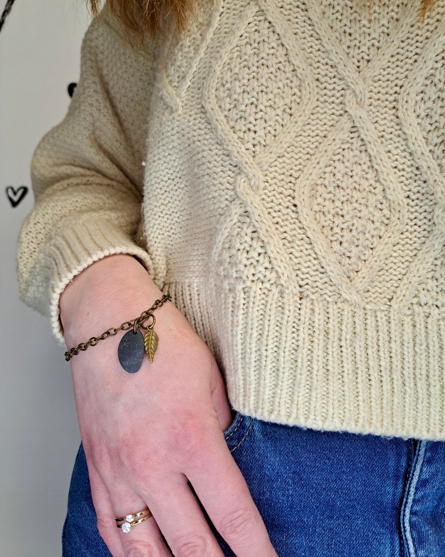 River Stone + Nature Brass Bracelet
