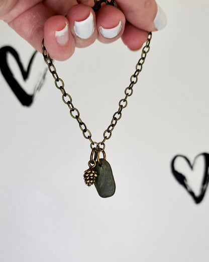 River Stone + Nature Brass Bracelet