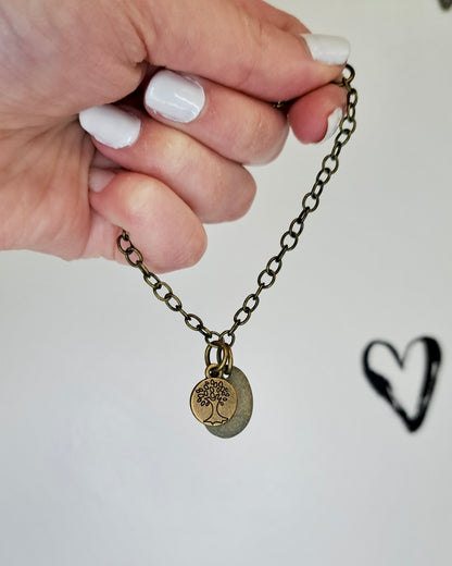 River Stone + Nature Brass Bracelet