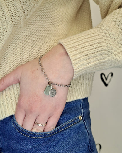 River Stone + Nature Silver Bracelet