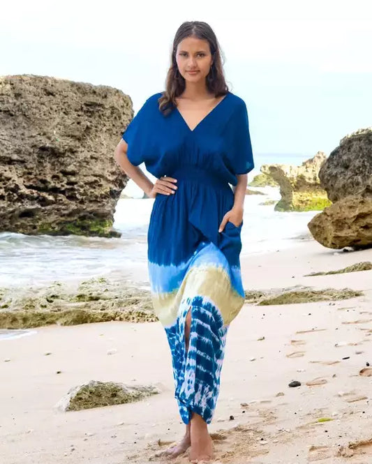 Royal Blue Tie Dye Bali Maxi Dress