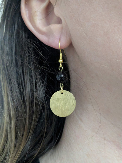 Sable Circle Black Onyx Earrings