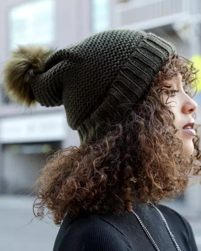Sherpa Lined Waffle Pom Touque