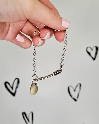 Arrow + Stone Silver Bracelet