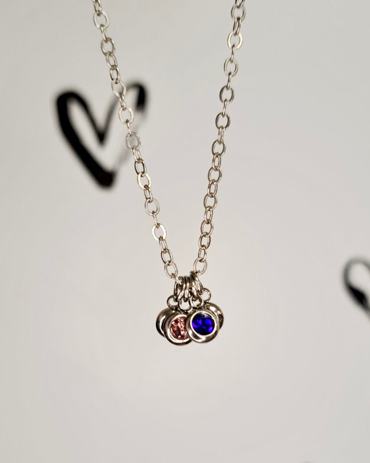Silver Family Birthstone Necklace