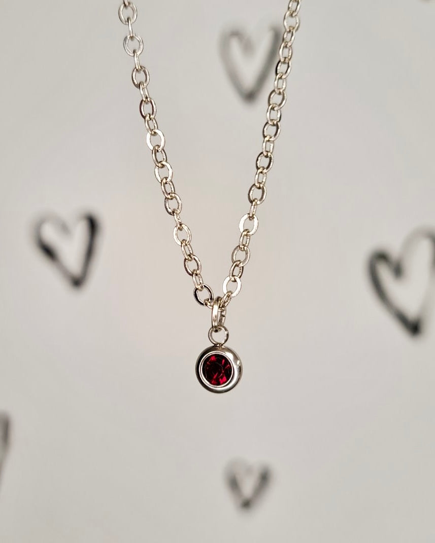 Silver Birthstone Necklace