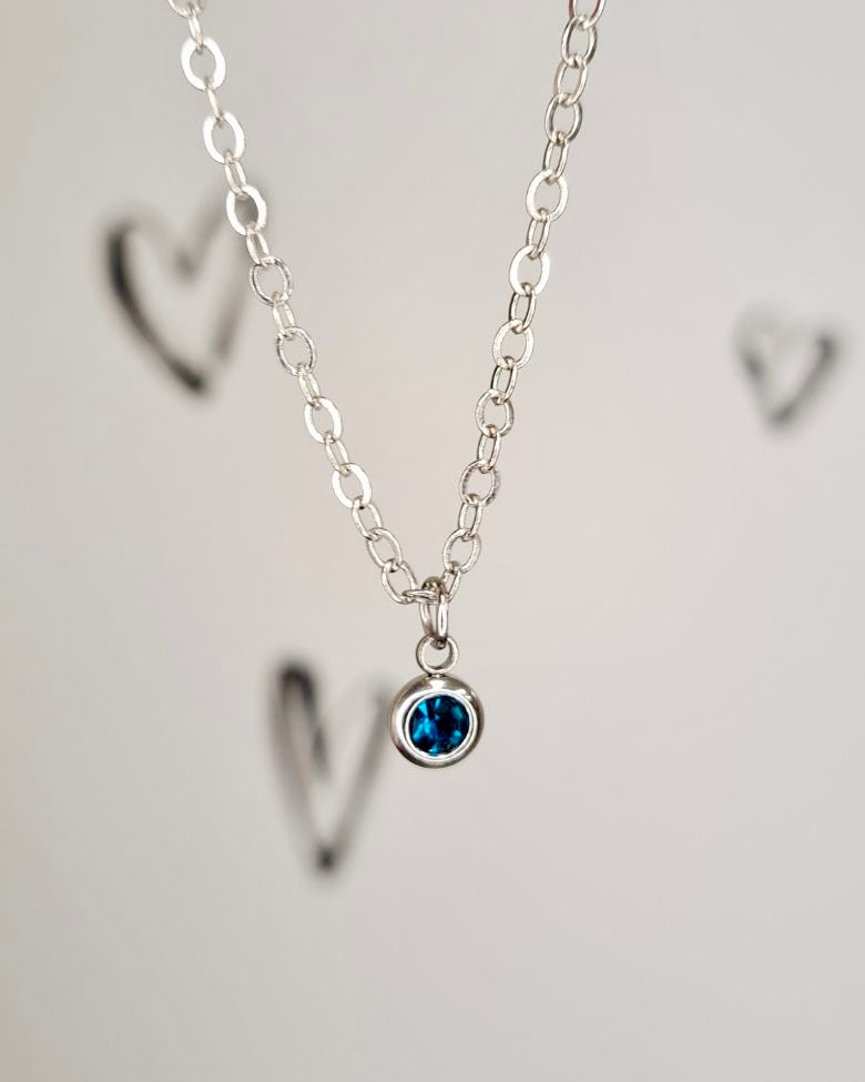 Silver Birthstone Necklace