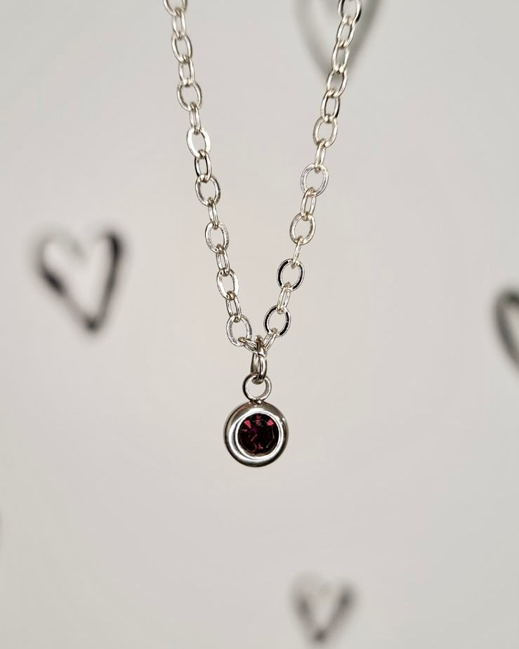 Silver Birthstone Necklace