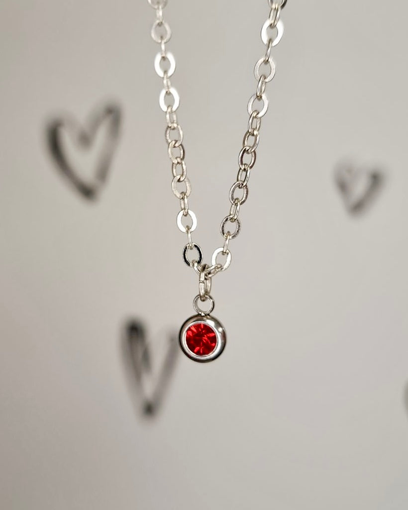 Silver Birthstone Necklace