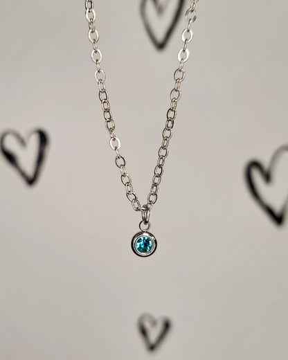 Silver Birthstone Necklace