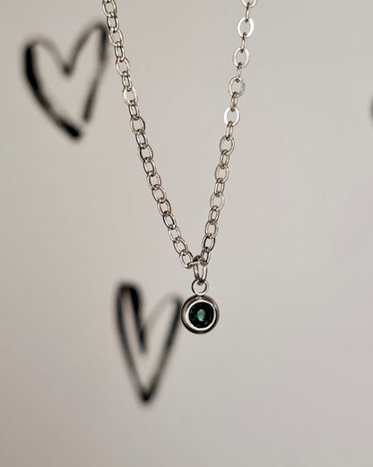 Silver Birthstone Necklace