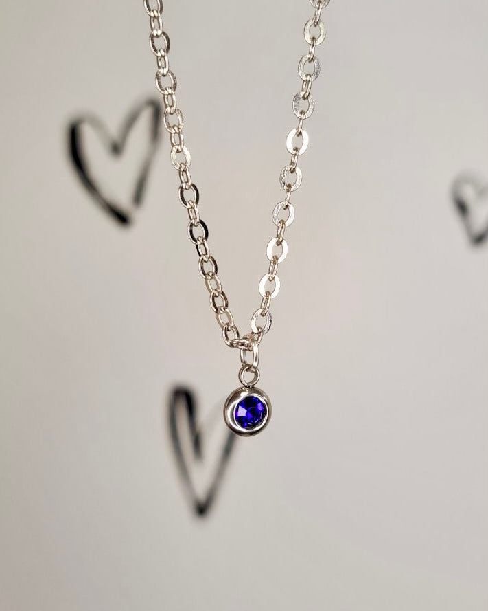 Silver Birthstone Necklace