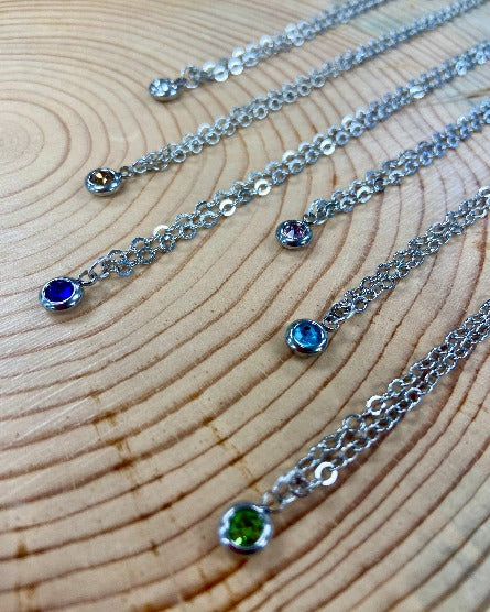 Silver Birthstone Necklace