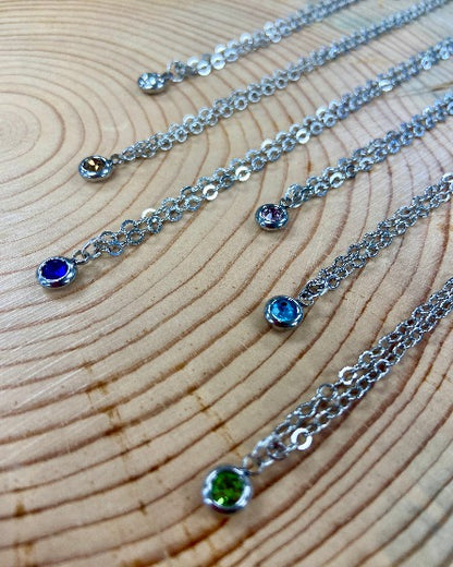 Silver Birthstone Necklace