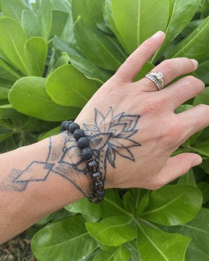 Smoky Quartz + Lava Diffuser Bracelet