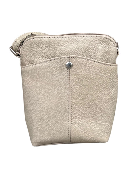 Leather Snap Button Crossbody Purse