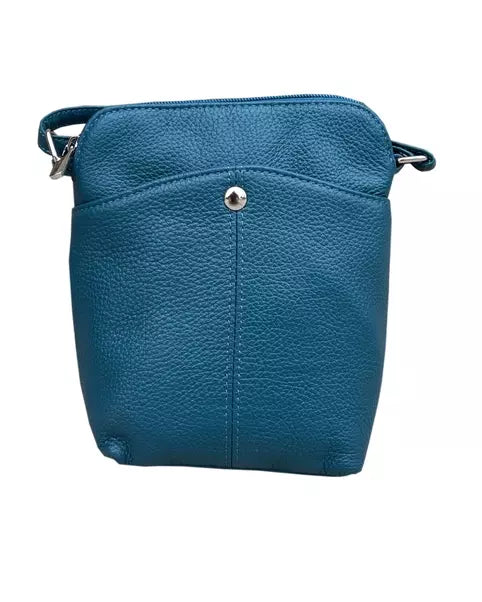 Leather Snap Button Crossbody Purse