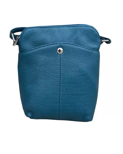 Leather Snap Button Crossbody Purse