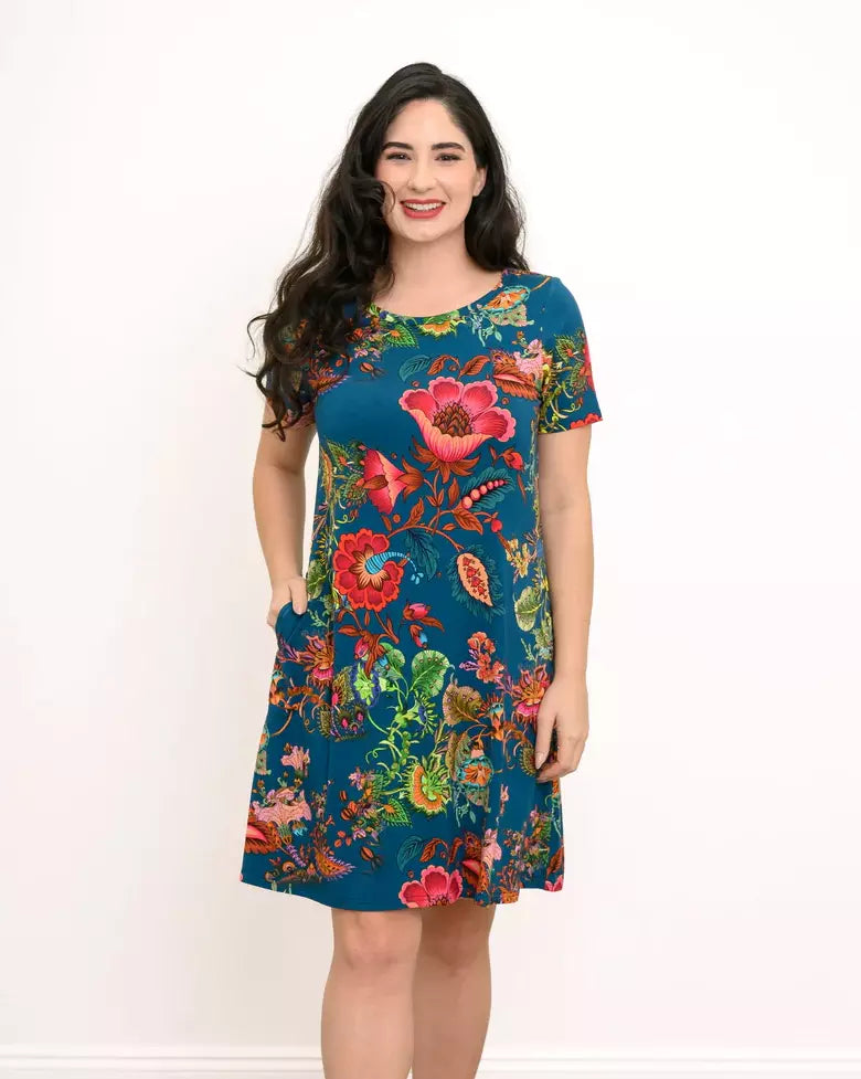 The Tee Teal Fantasy Bamboo Dress 🍁
