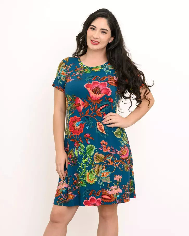 The Tee Teal Fantasy Bamboo Dress 🍁
