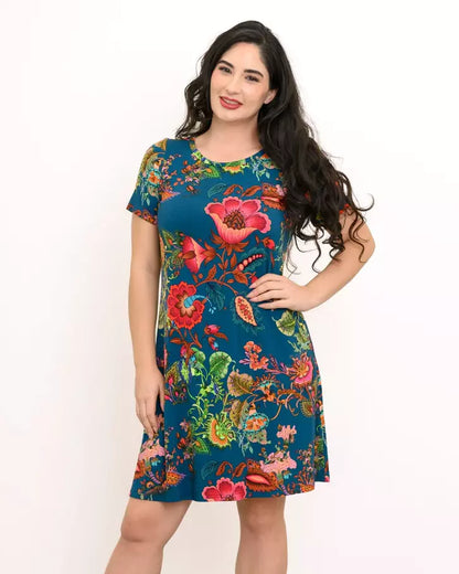 The Tee Teal Fantasy Bamboo Dress 🍁
