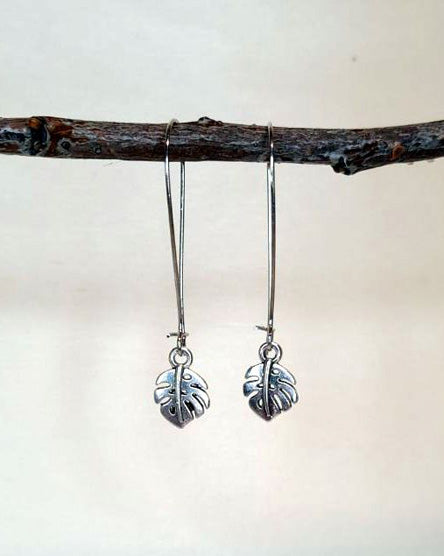 Tiny Fern Silver Drop Earrings