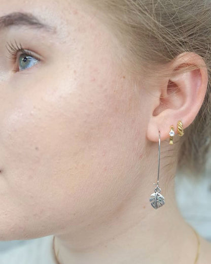 Tiny Fern Silver Drop Earrings