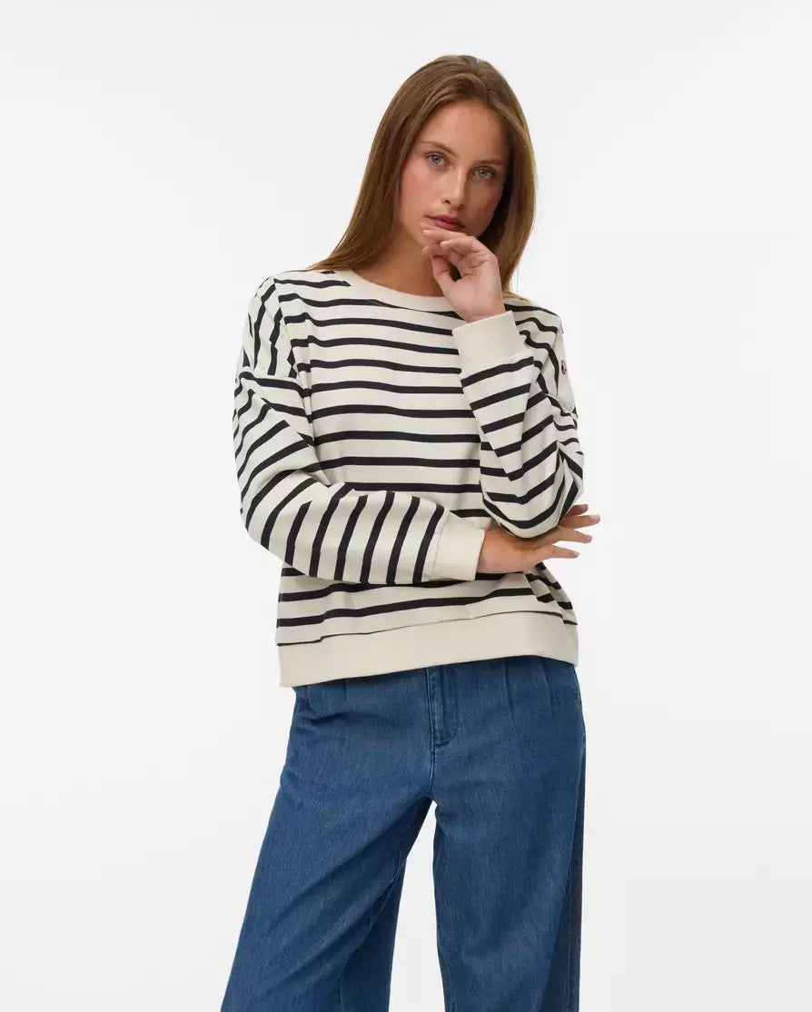 The Tony Long Sleeve Stripe Button Sweatshirt
