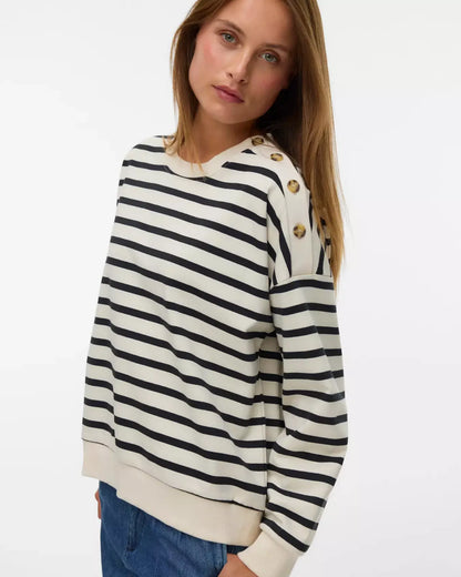 The Tony Long Sleeve Stripe Button Sweatshirt