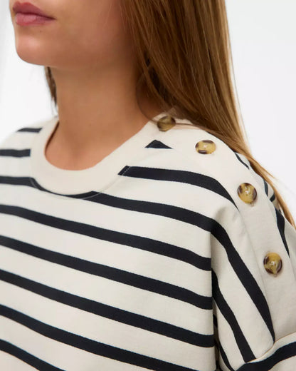The Tony Long Sleeve Stripe Button Sweatshirt