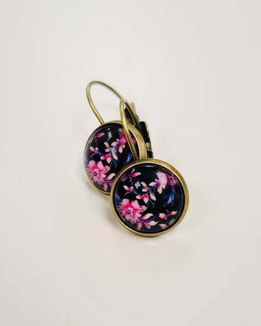 Whirling Bloom Cabochon Drop Earrings