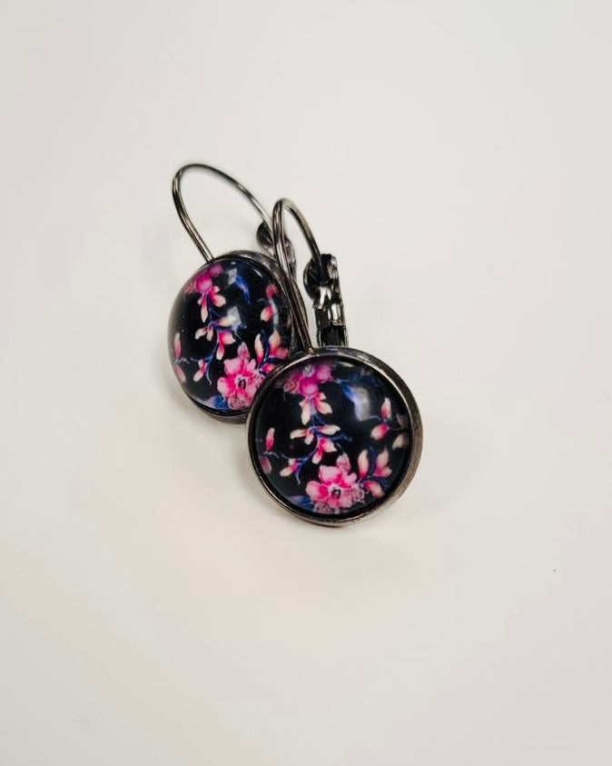 Whirling Bloom Cabochon Drop Earrings