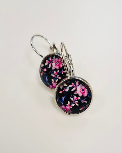 Whirling Bloom Cabochon Drop Earrings