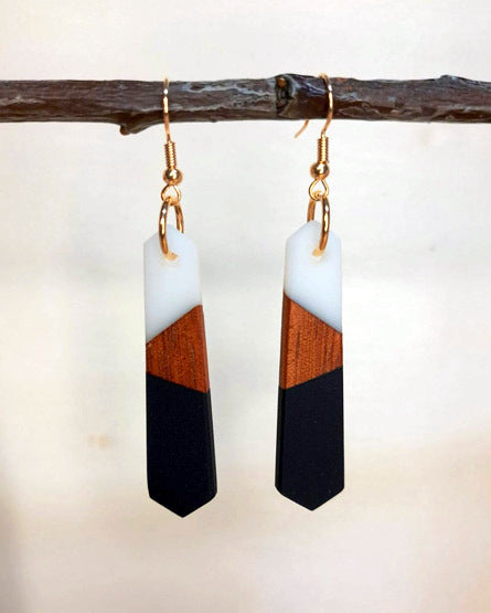 💥 The White Black + Wood Hexagon Earrings