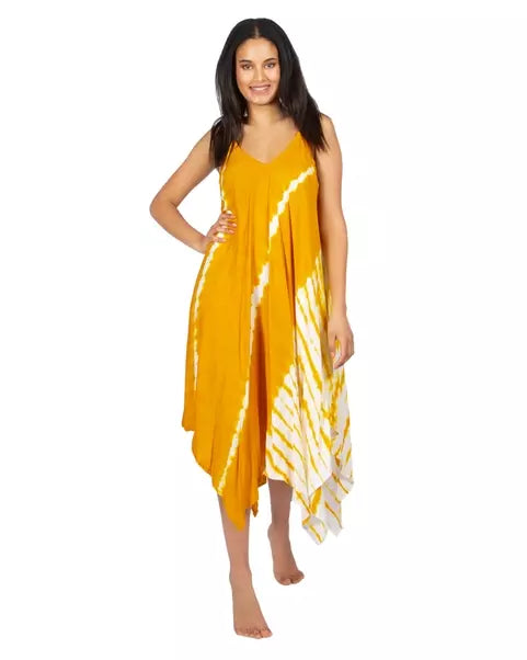 Yellow Tie Dye Bali Handkerchief Dress