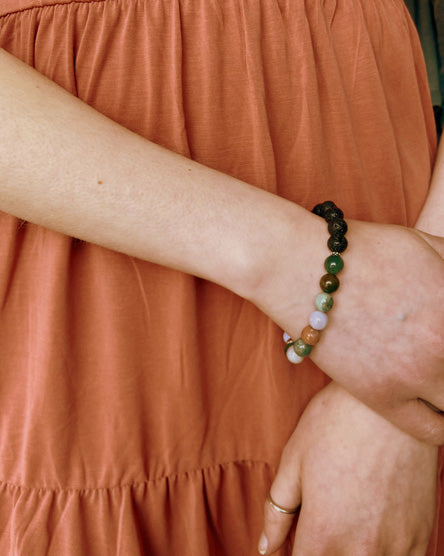 indian agate + lava stone diffuser bracelet