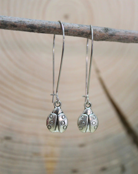 lady bug silver earrings