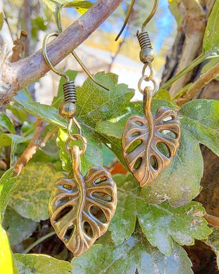 Antique Brass Fern Leaf Earrings